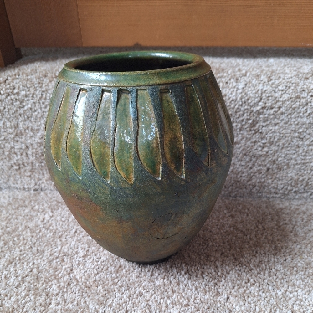 Vintage 1994 Anne Bullock Dancing Wind Studio Raku Pottery Walla Walla